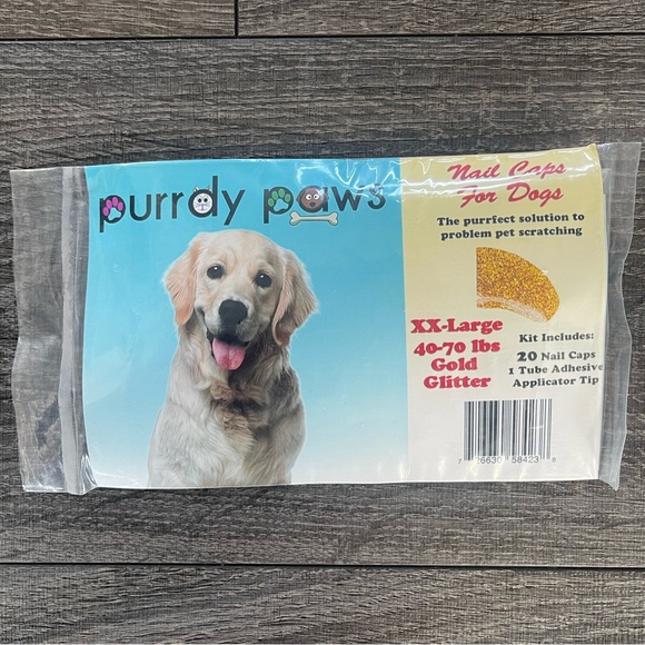 Purrdy Paws Dog Nail Caps - XXL - Gold Sparkles NWT - Picture 4 of 6